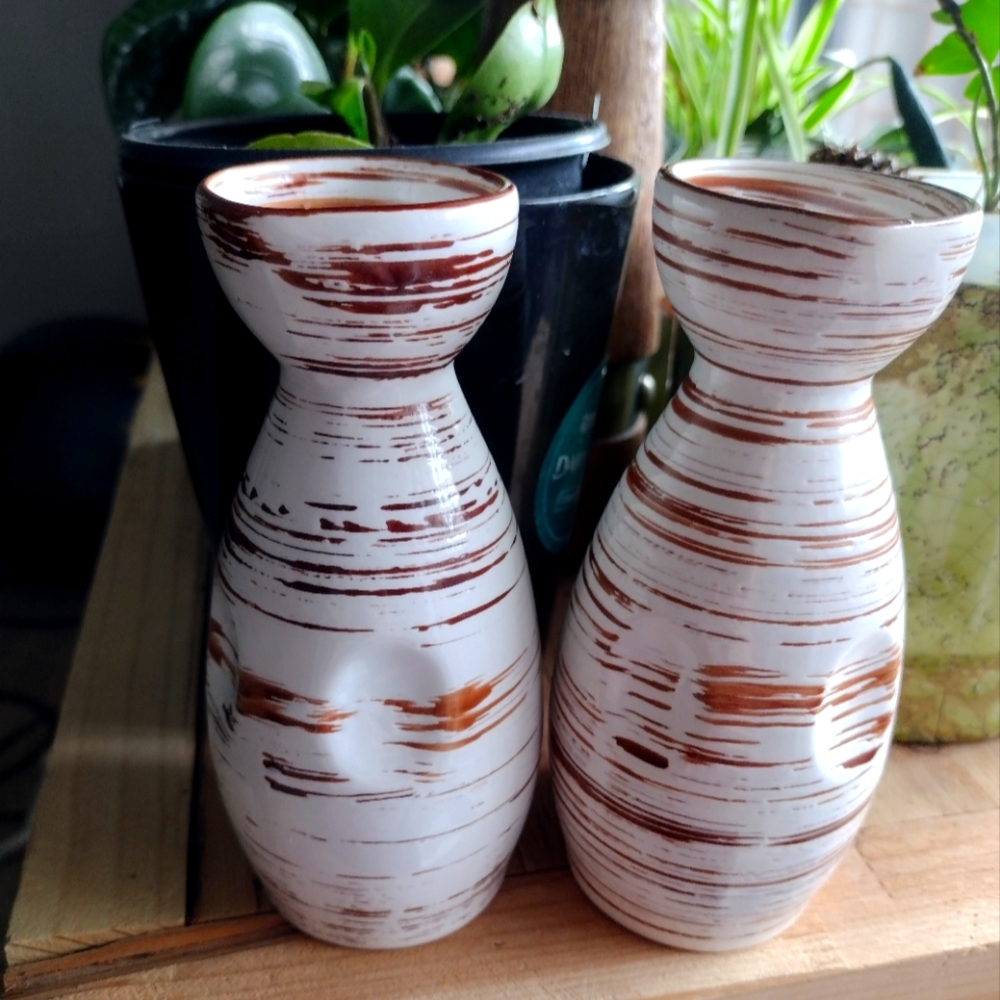 Pier 1 Brown and White Vases